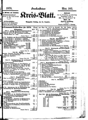 Frankensteiner Kreisblatt on Dec 24, 1878