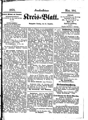 Frankensteiner Kreisblatt vom 31.12.1878