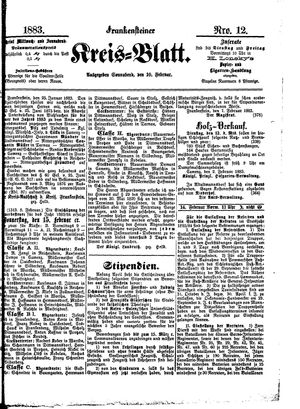 Frankensteiner Kreisblatt on Feb 10, 1883