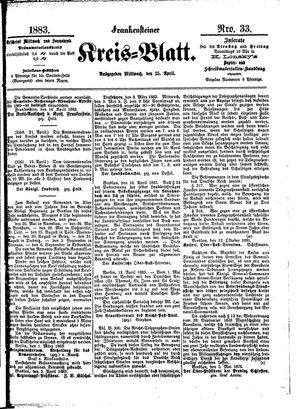 Frankensteiner Kreisblatt vom 25.04.1883