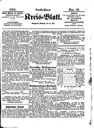 Frankensteiner Kreisblatt on May 16, 1883