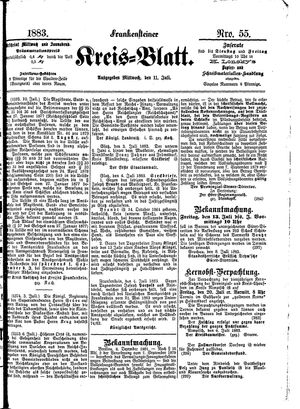 Frankensteiner Kreisblatt vom 11.07.1883