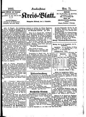 Frankensteiner Kreisblatt vom 05.09.1883