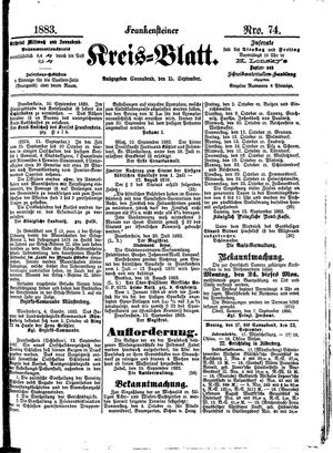 Frankensteiner Kreisblatt vom 15.09.1883