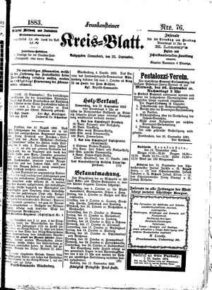 Frankensteiner Kreisblatt on Sep 22, 1883