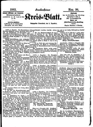 Frankensteiner Kreisblatt vom 08.12.1883