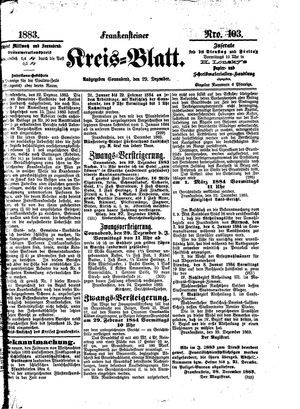 Frankensteiner Kreisblatt on Dec 29, 1883