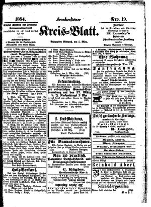 Frankensteiner Kreisblatt on Mar 5, 1884