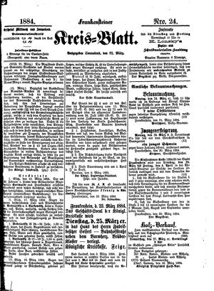 Frankensteiner Kreisblatt vom 22.03.1884