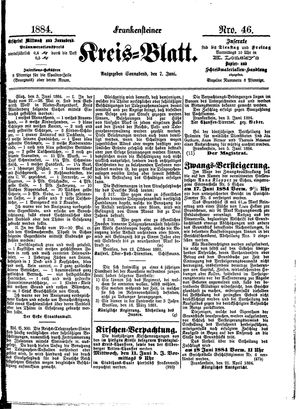 Frankensteiner Kreisblatt vom 07.06.1884