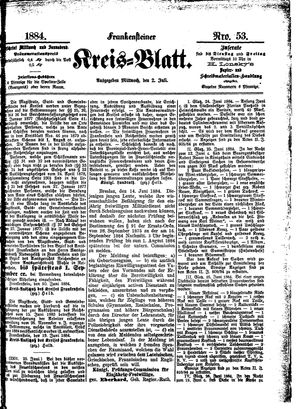 Frankensteiner Kreisblatt on Jul 2, 1884