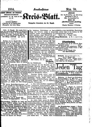 Frankensteiner Kreisblatt vom 30.08.1884