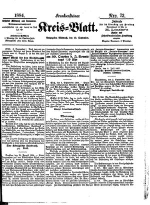 Frankensteiner Kreisblatt vom 10.09.1884
