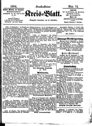 Frankensteiner Kreisblatt on Sep 13, 1884
