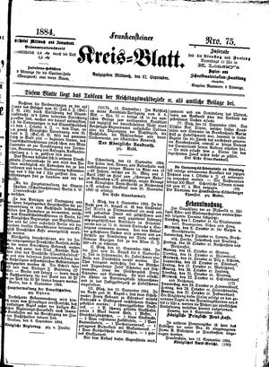 Frankensteiner Kreisblatt on Sep 17, 1884