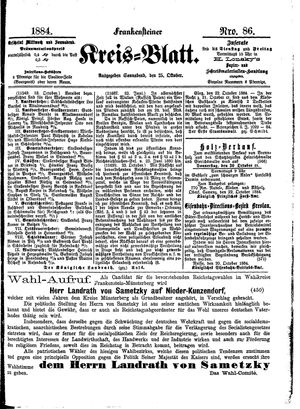 Frankensteiner Kreisblatt vom 25.10.1884