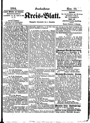 Frankensteiner Kreisblatt vom 01.11.1884