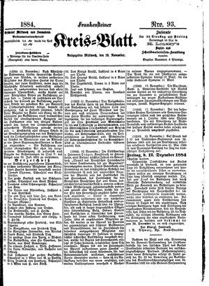 Frankensteiner Kreisblatt vom 19.11.1884