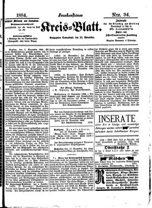 Frankensteiner Kreisblatt vom 22.11.1884