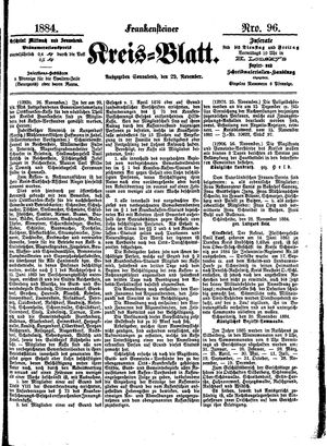 Frankensteiner Kreisblatt vom 29.11.1884