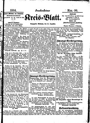 Frankensteiner Kreisblatt vom 10.12.1884