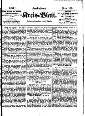 Frankensteiner Kreisblatt vom 13.12.1884