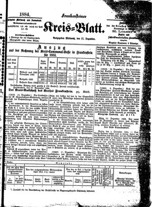 Frankensteiner Kreisblatt vom 17.12.1884