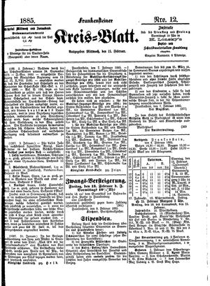 Frankensteiner Kreisblatt vom 11.02.1885