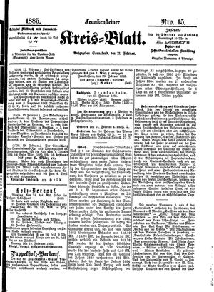 Frankensteiner Kreisblatt vom 21.02.1885