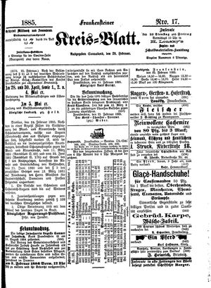 Frankensteiner Kreisblatt on Feb 28, 1885