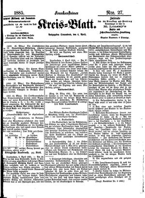 Frankensteiner Kreisblatt on Apr 4, 1885