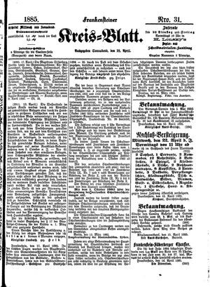 Frankensteiner Kreisblatt vom 18.04.1885