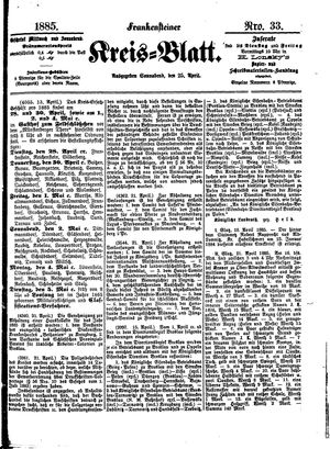 Frankensteiner Kreisblatt vom 25.04.1885