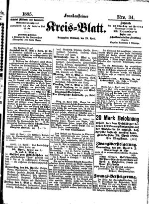 Frankensteiner Kreisblatt vom 29.04.1885