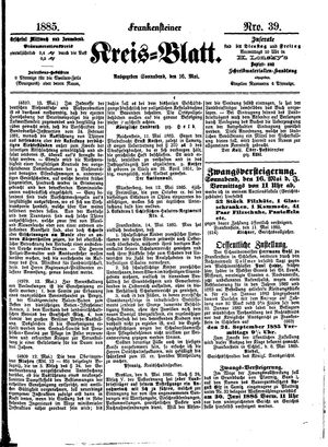 Frankensteiner Kreisblatt vom 16.05.1885