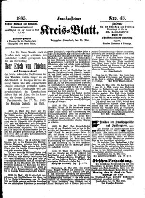 Frankensteiner Kreisblatt vom 30.05.1885