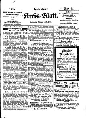 Frankensteiner Kreisblatt vom 03.06.1885