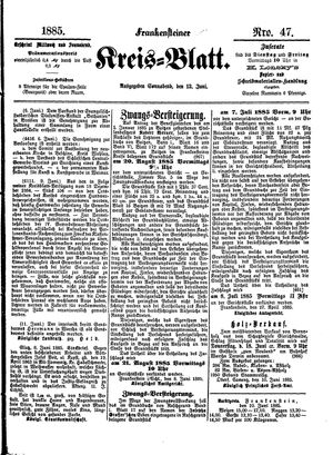 Frankensteiner Kreisblatt vom 13.06.1885