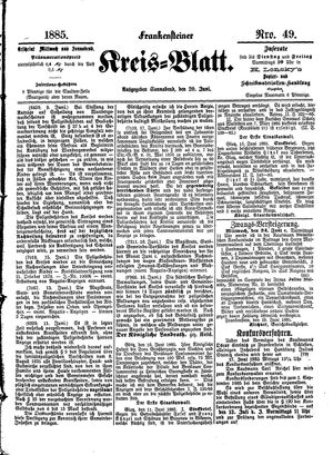 Frankensteiner Kreisblatt vom 20.06.1885