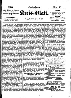 Frankensteiner Kreisblatt vom 29.07.1885