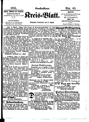 Frankensteiner Kreisblatt vom 15.08.1885