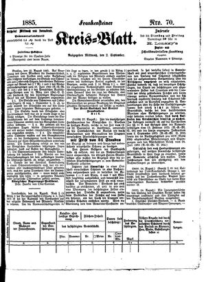 Frankensteiner Kreisblatt vom 02.09.1885