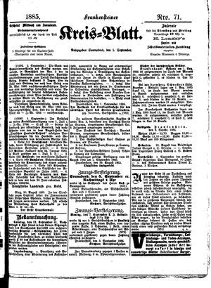Frankensteiner Kreisblatt vom 05.09.1885