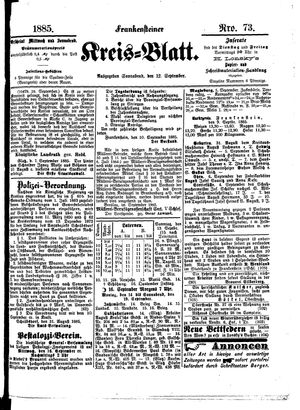 Frankensteiner Kreisblatt on Sep 12, 1885
