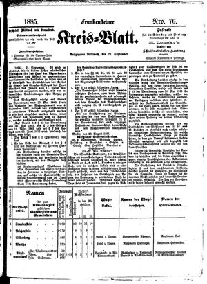 Frankensteiner Kreisblatt vom 23.09.1885
