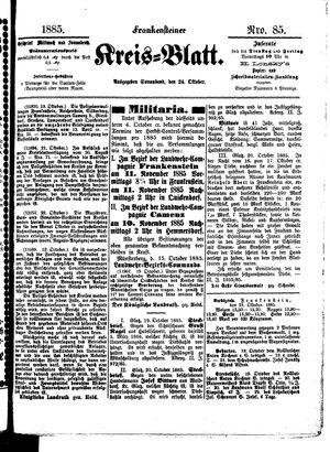 Frankensteiner Kreisblatt vom 24.10.1885