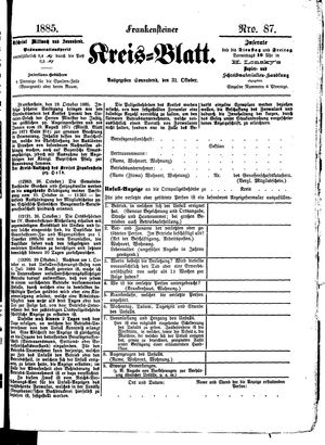 Frankensteiner Kreisblatt vom 31.10.1885