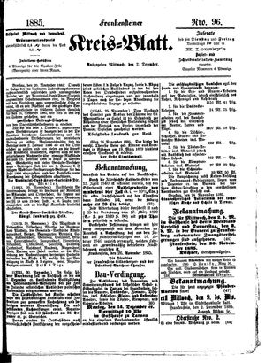Frankensteiner Kreisblatt vom 02.12.1885