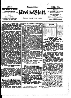 Frankensteiner Kreisblatt vom 09.12.1885