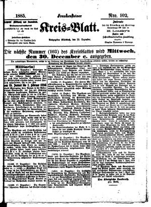 Frankensteiner Kreisblatt vom 23.12.1885
